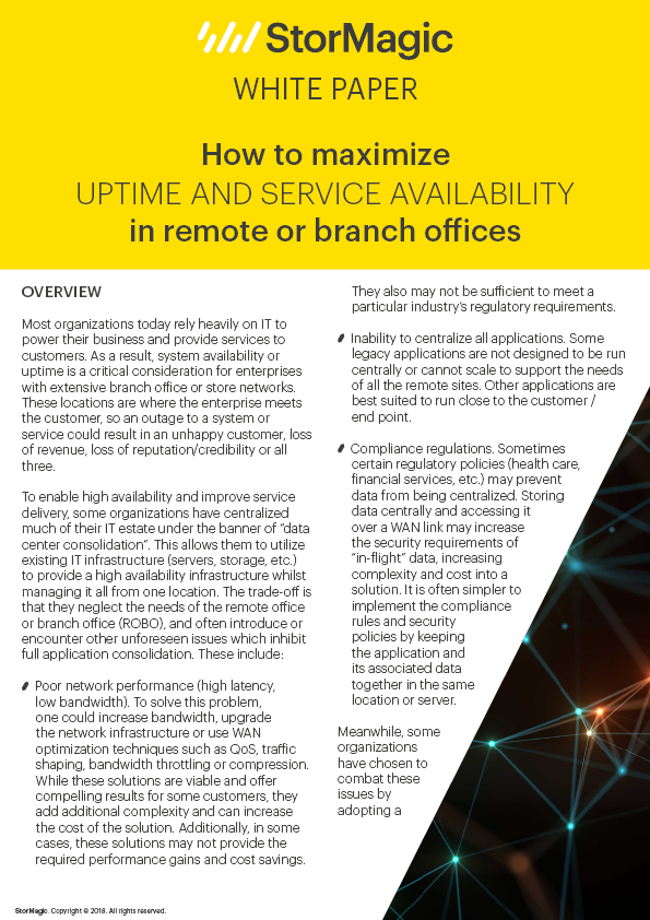 How to maximize uptime and service availability in remote office branches white paper