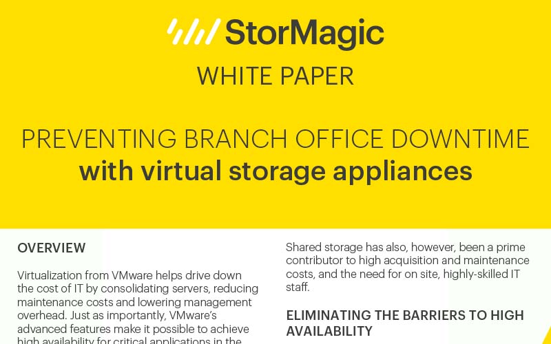 Preventing branch office downtime with VMware and virtual storage appliances