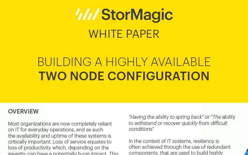 High Availability: Building a Highly Available Two Node Configuration