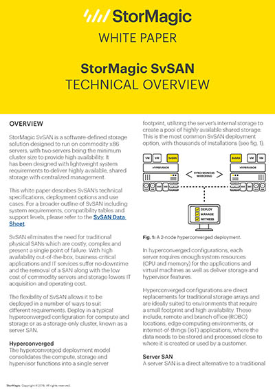 StorMagic SvSAN 6.2 Technical Overview thumb
