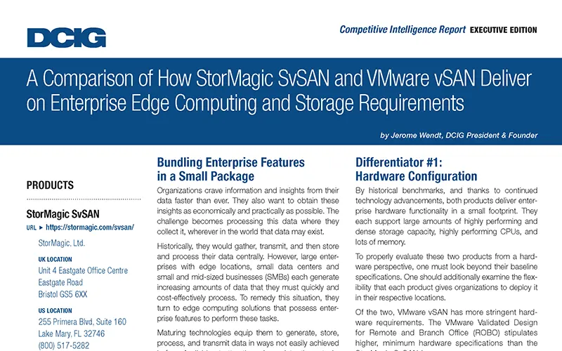 VMware vSAN vs StorMagic SvSAN - DCIG Report