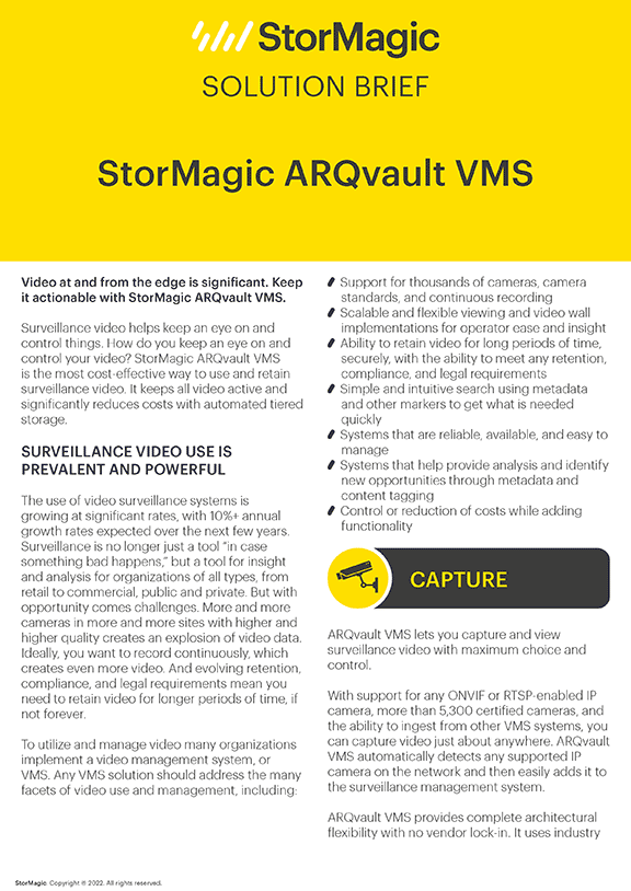 StorMagic ARQvault Video Surveillance Solution Brief